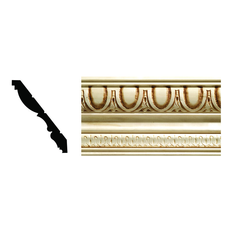 8-ft White Hardwood Finished Egg and Dart Crown Moulding