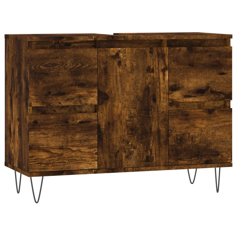 Agnon Floor Mounted Bathroom Cabinet, Smoked Oak