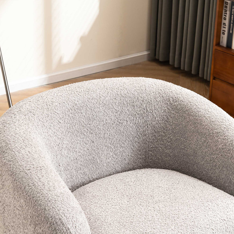 Fauteuil demi-tonneau pivotant rembourré Munehito, Gris
