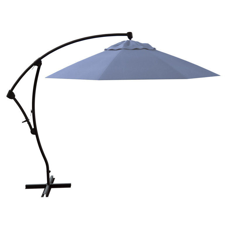 Parasol en porte-à-faux octogonal en porte-à-faux 9 pi x 9 pi 3 po Houpt, Toile toile Sunbrella® bleu ciel