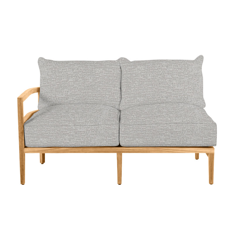 Canapé modulaire en teck Santa Barbara, Teck naturel, Pas de passepoil + bourre standard, Caramel tweed