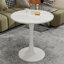 Table basse 27,6 pouces ronde à effet marbre de ton blanc, table de salle à manger Mid-Century