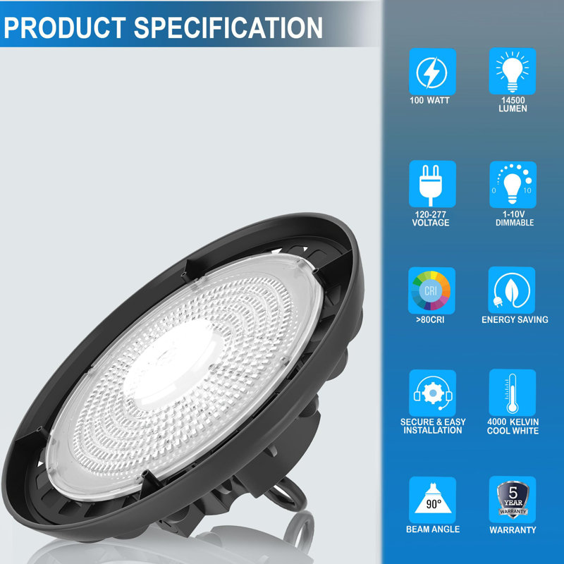 Dimmable Round High Bay Ceiling Light (Set of 10)