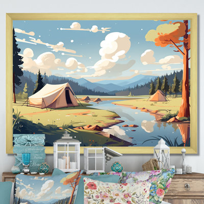 «Camping By The River Scenery II», reproduction sur toile