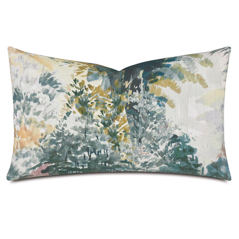 Blenheim Painterly Decorative Pillow, White/Gray Abstract, Rectangle 13"H x 22"W