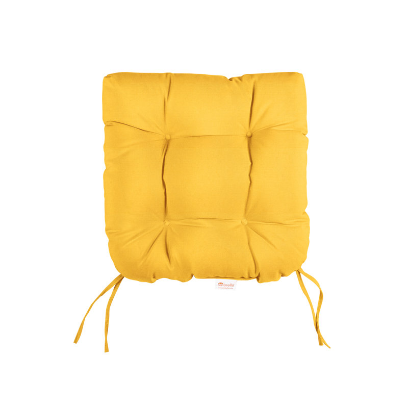 Tufted Outdoor Sunbrella Seat Cushion, 19" W, Canvas Sunflower Yellow Sunbrella® Canvas