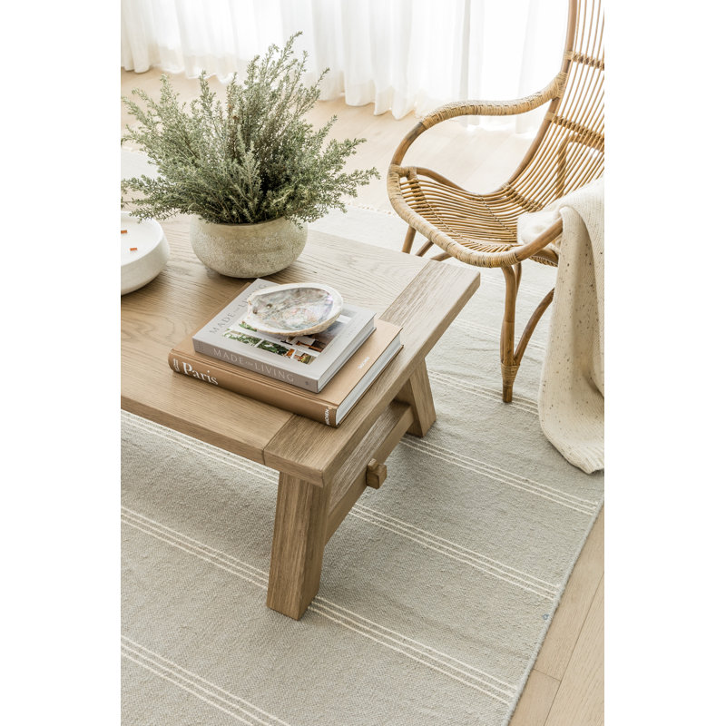Hand Tufted Striped Area Rug in Blue, Rectangle 6'3" x 9'