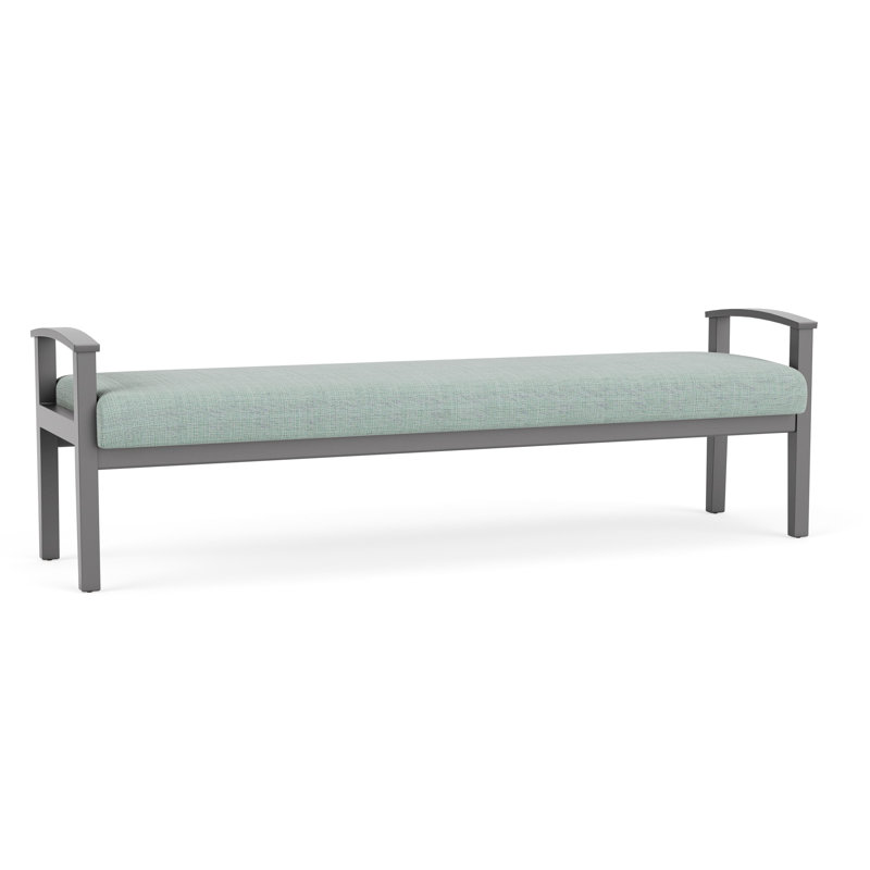 Banc en bois massif Amherst, Étain, Chambray écume de mer