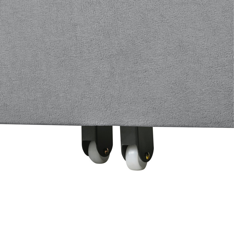 31 lits convertibles avec revêtement en chenille, rangement latéral et fabrication stable en acier - Coussins épais escamotables gris