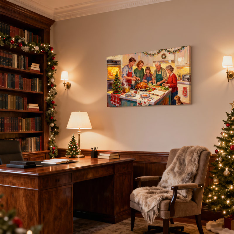 Ensemble de 3 reproductions d'art sur toile, "Christmas Family Christmas", H 12 po x l 18 po