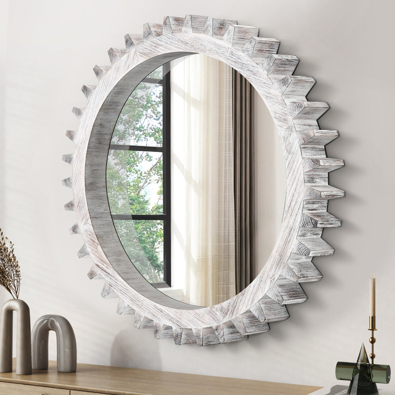 Miroir rond 42 po en forme d'époque Vintage Gear, 42 po x 42 po
