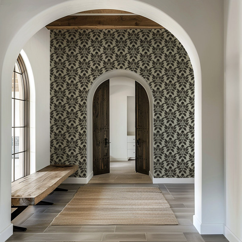 Wayward Petal - Floral Wallpaper, Non-Pasted, Non-Woven, Driftwood Taupe