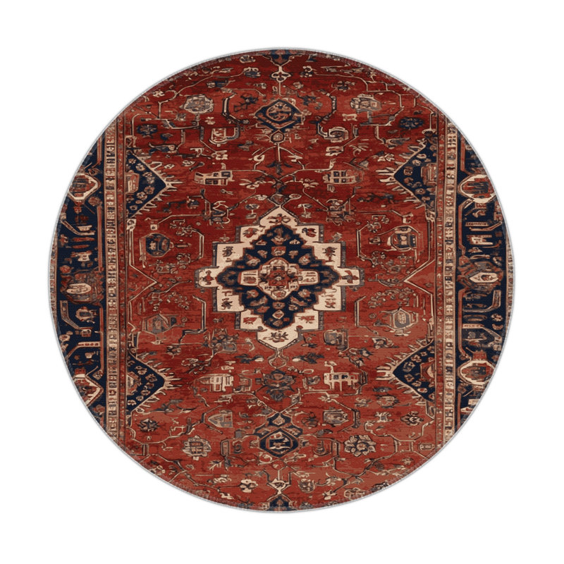 Tapis turc intérieur et extérieur brun, Rond 5 pi