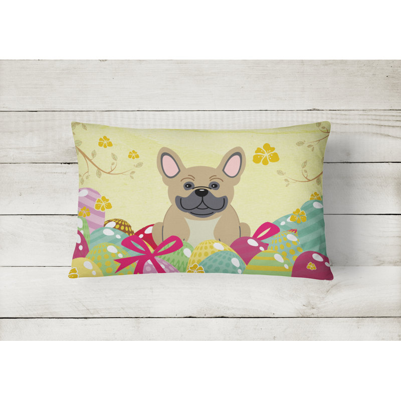 Coussin lombaire bouledogue français pour pâques œufs, Crème