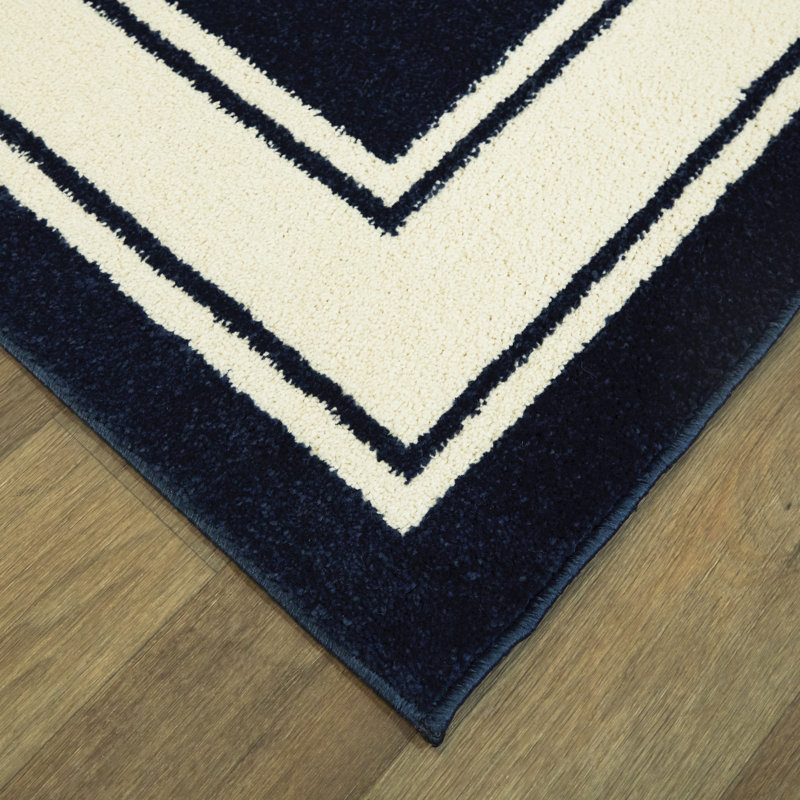 Tapis bleu marine / ivoire Gerow, Rectangle 5 pi 3 po x 7 pi