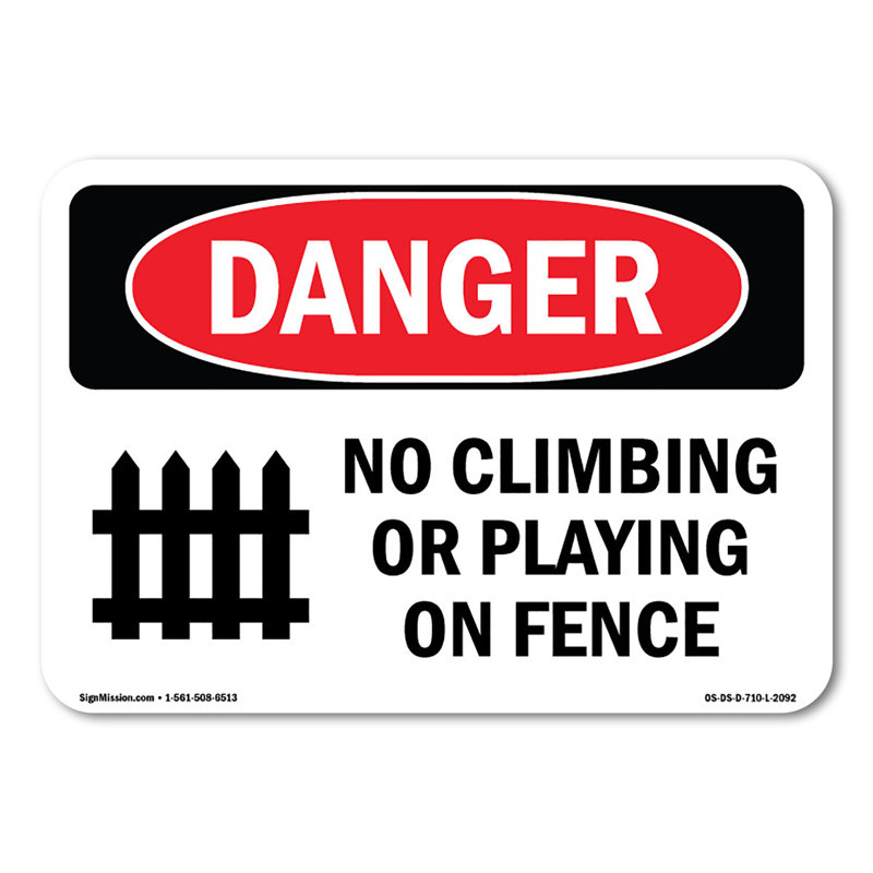 Décalcomanie 10 po x 7 po No Climbing or Play On Fence