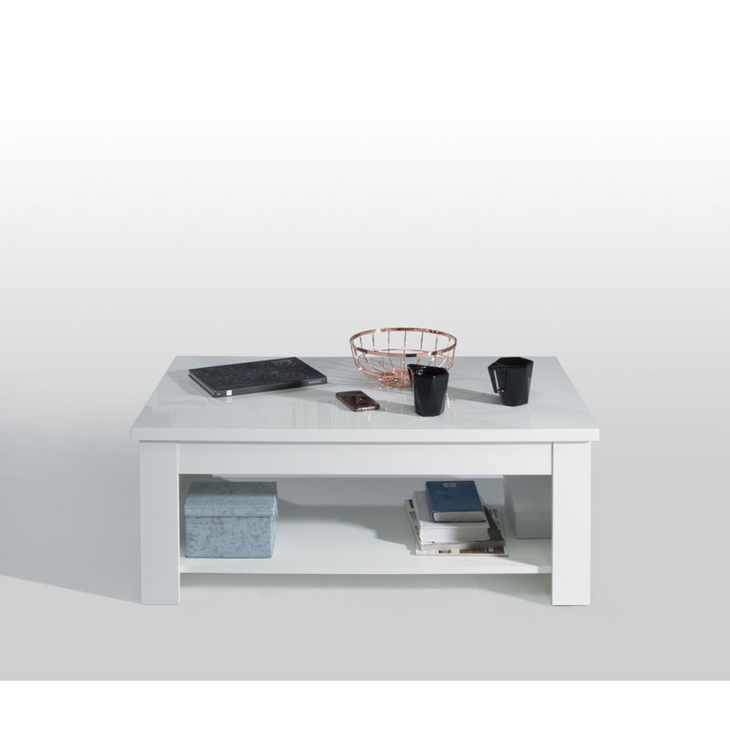 Lanham Lift Top Coffee Table with Storage, High-gloss white