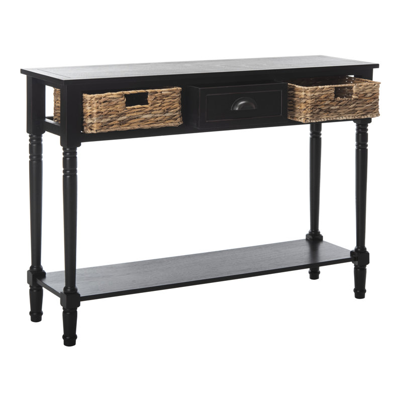 Console en bois massif 44,5 po Painswick, Noir patiné