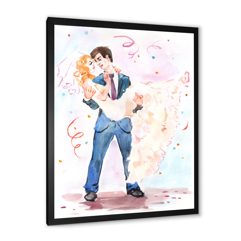 Love Love Couple - Décoration murale sur toile glam, H 20 po x l 12 po x P 1 po, Impression noire sur toile encadrée