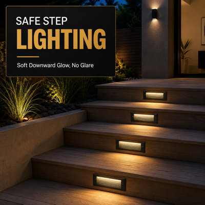8-Pack 9-Inch Low-Voltage Outdoor Step Lights | 5W 500LM LED, 8-12V AC/DC, 3CCT, IP65 Aluminum Faceplate and Large Light Panel for Decks, Stairs, Rails and Walls