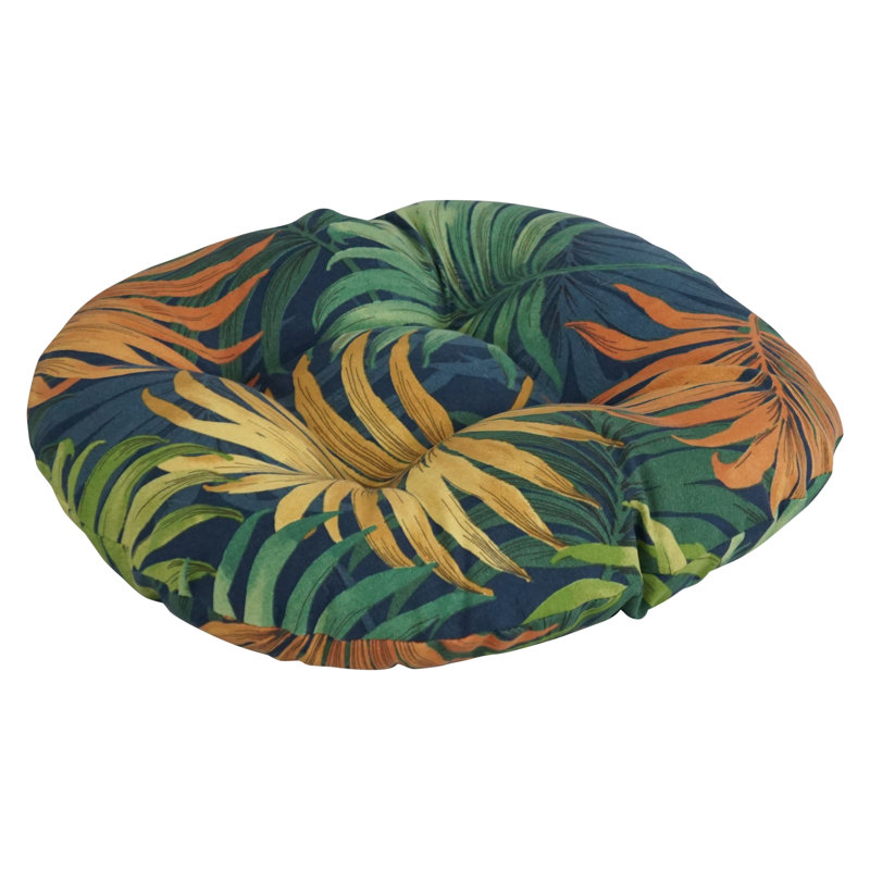 Outdoor 4'' Ottoman Seat Cushion, Navy/Yellow