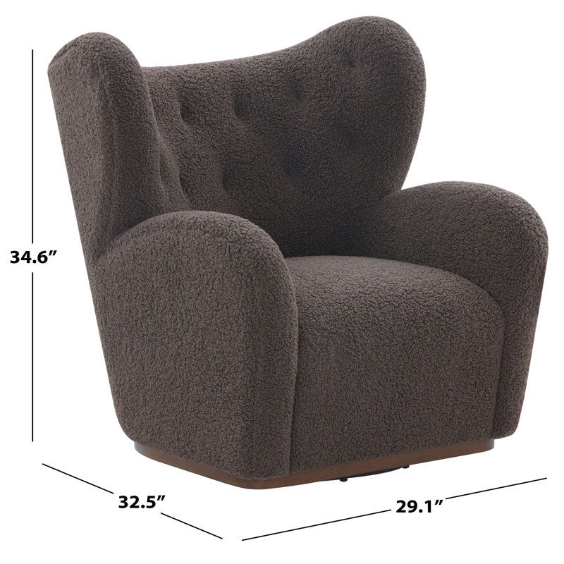 Fauteuil pivotant Wrenn Galloway, Faux peau de mouton brun foncé