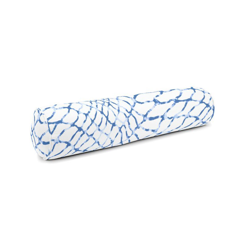 Linen Bolster Pillow Cover & Insert, 8" x 24", Blue/White