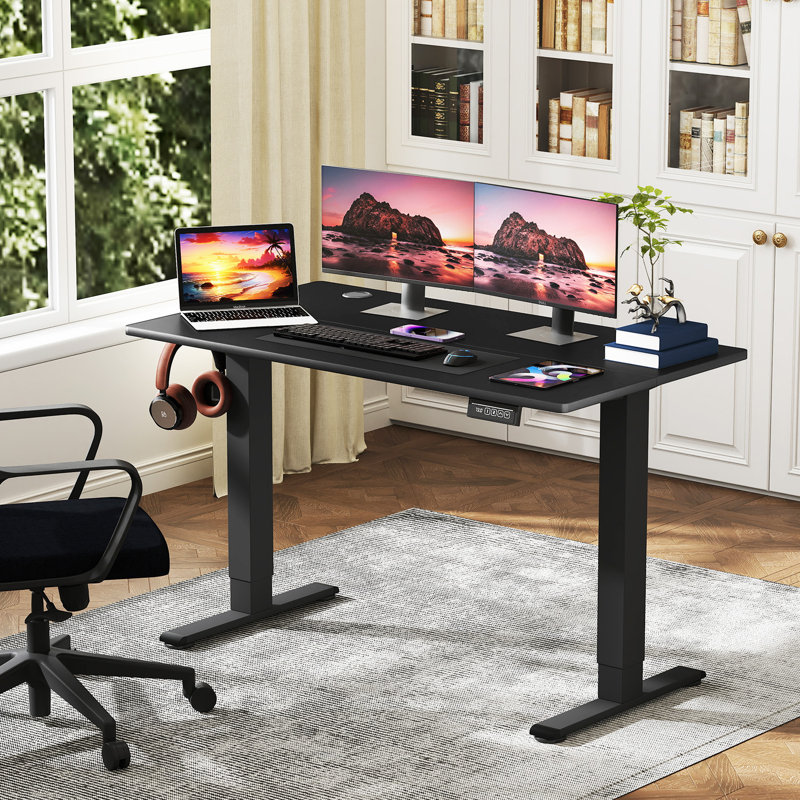 Adjustable Height Steel Standing Desk, 46.2" H x 47.2" W x 23.6" D, Brown