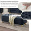 Banc de rangement rembourré en velours avec surface capitonnée profonde et charnières de sécurité-840679955
