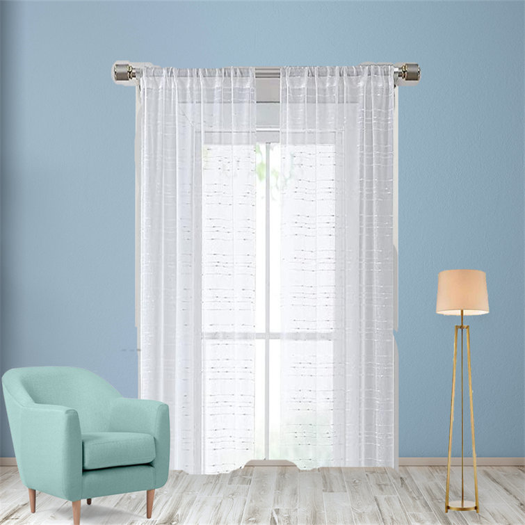 HLC.ME 2 Piece Semi Sheer Voile Window Curtain Drapes Grommet Panels for Bedroom, Living Room & Kids Room - White