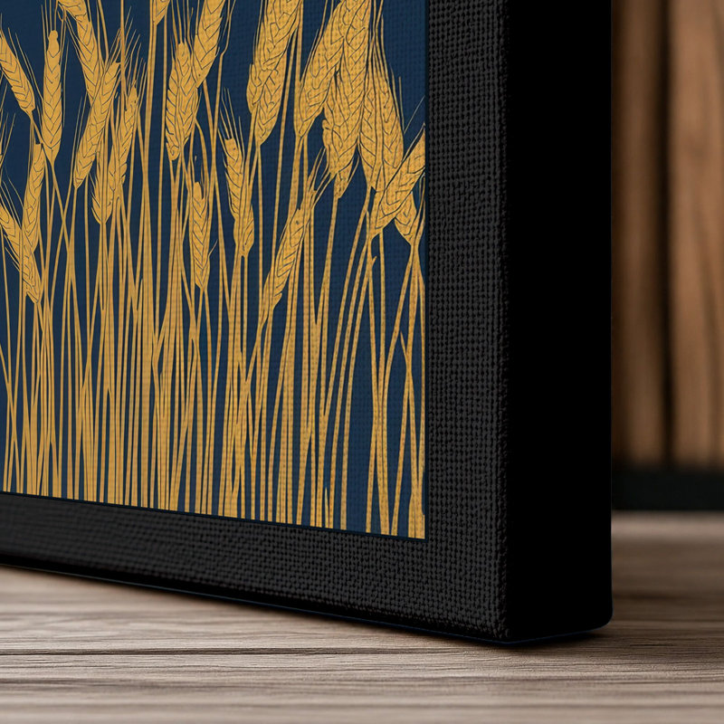 Golden Wheat Fields Minimalist - Wrapped Canvas, 36x24 - 91.4 x 61.0 cm, Black Border