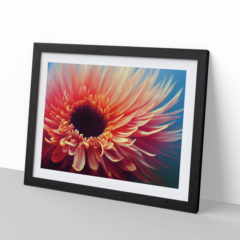 Exciting Chrysanthemum Flower - Single Picture Frame Painting, Black, 46cm H x 64cm W x 2cm D