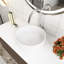 Meuble-lavabo mural 48 po pré-assemblé en grain de bois noyer foncé avec lavabo rond en céramique blanche-1353139417