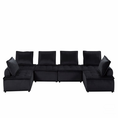 160" Velvet 6-Seater U-Shape Modular Sectional Sofa