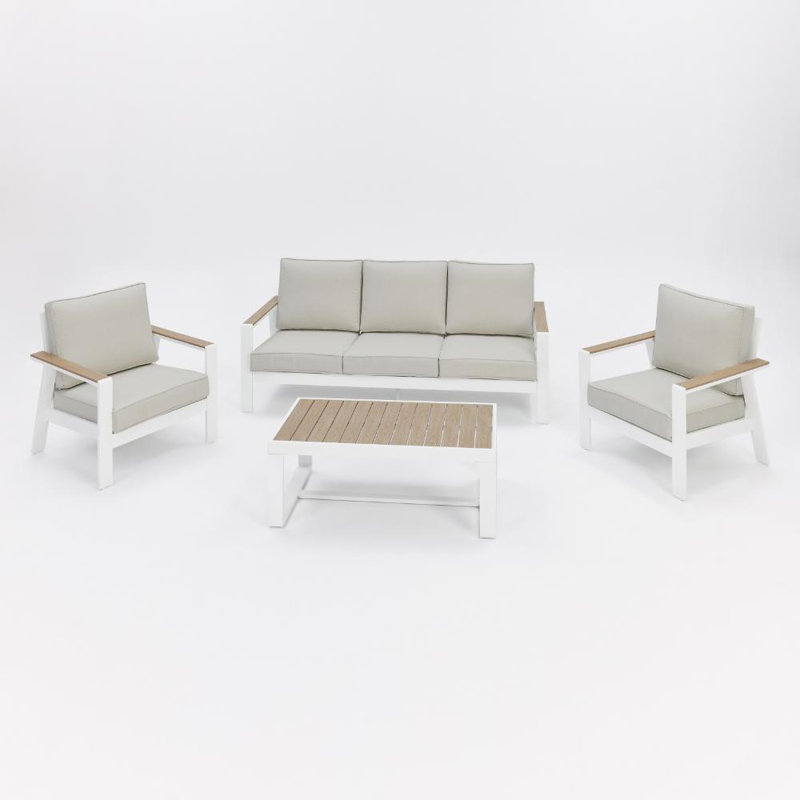Catarena Aluminium Garden Set, Ivory/White