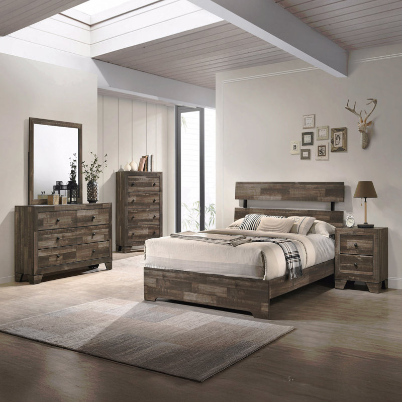 Mobilier de chambre à coucher 1 pièce 4 tiroirs, Brun