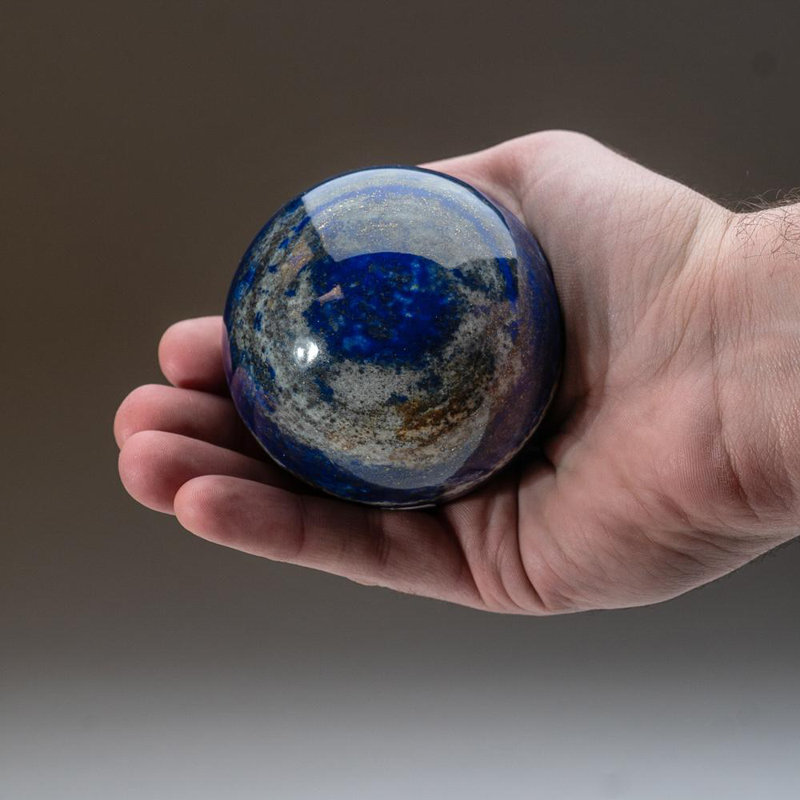 Polished Polychrome Sphere from Madagascar, 2.75" H x 2.75" W x 2.75" D, Gray/Black