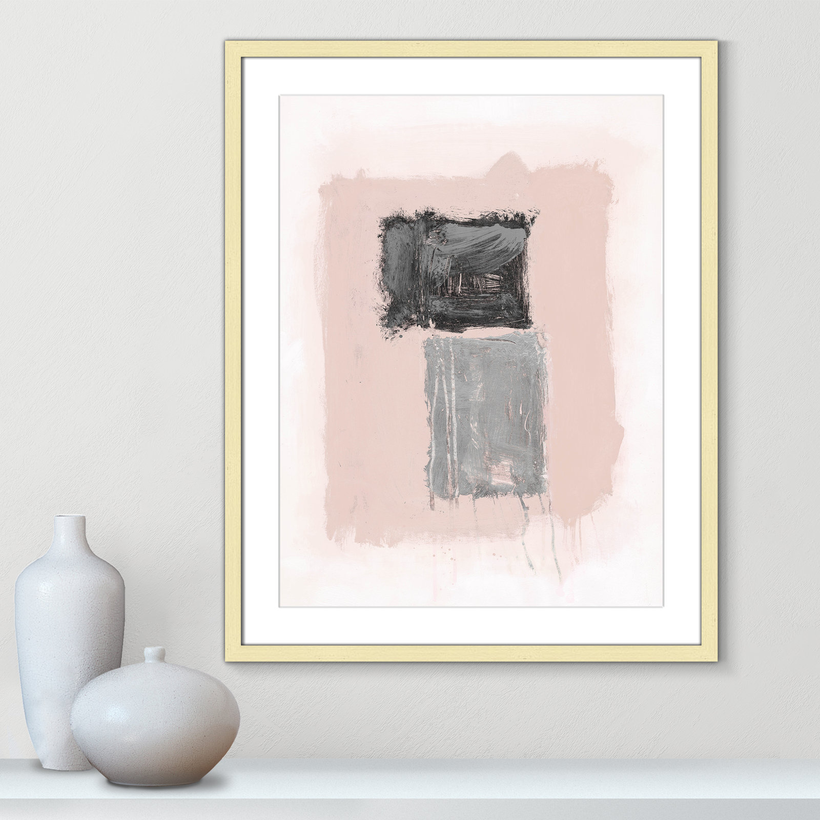 Pink, Black And Silver Shimmer II by Casa Fine Arts, 29.5" H x 23.5" W x 1.25" D, Gold Matted Picture Framed