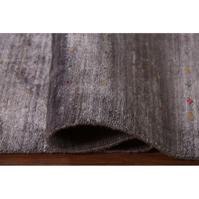 Tapis gris fait à la main 10 x 10 po Gabbeh