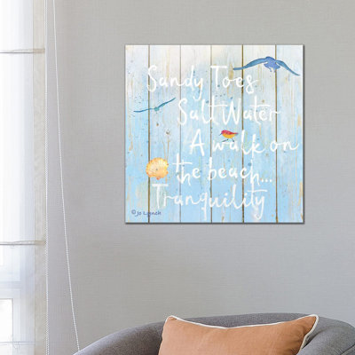 Beach Sign Sandy Toes by Jo Lynch - Wrapped Canvas Gallery-Wrapped Canvas Giclée
