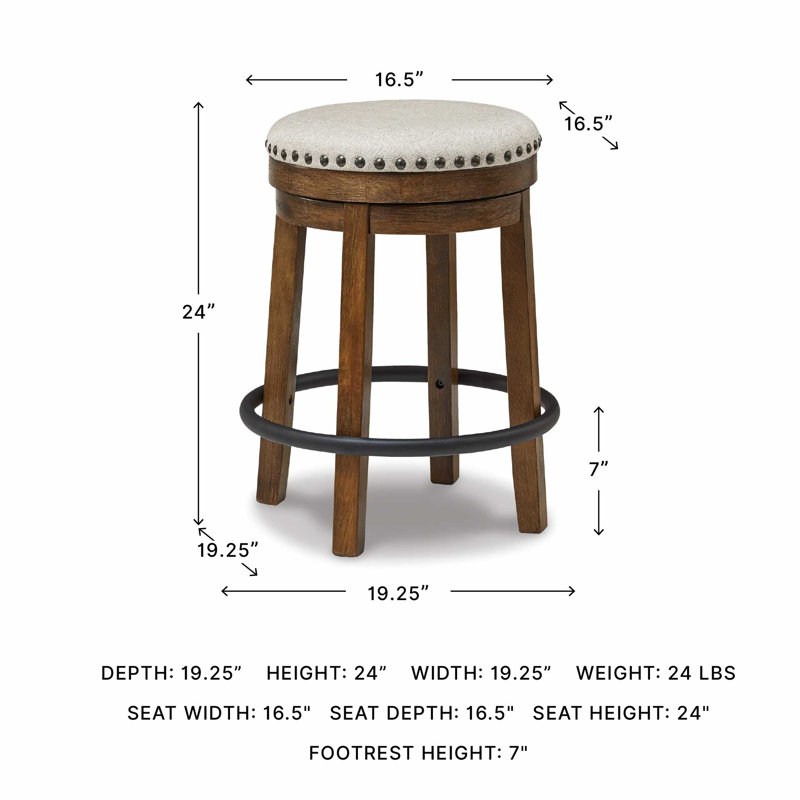 Valebeck Transitional Swivel Counter Stool in Black and Beige