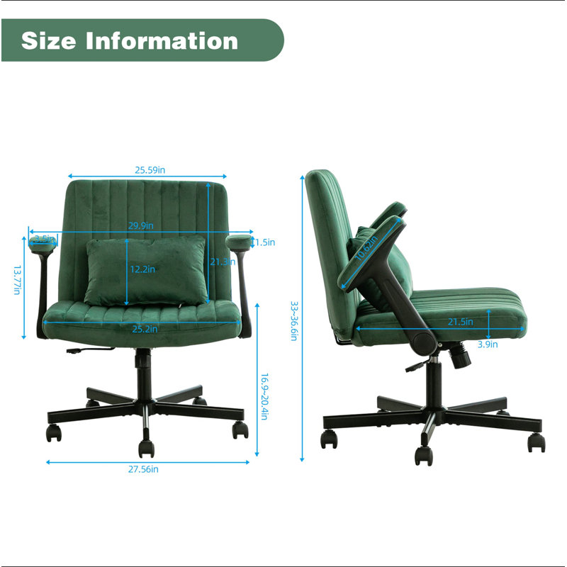 Velvet Criss Cross Armrest Office Chair with Wheels - Modern for Home Office, Meditation & Creative Work