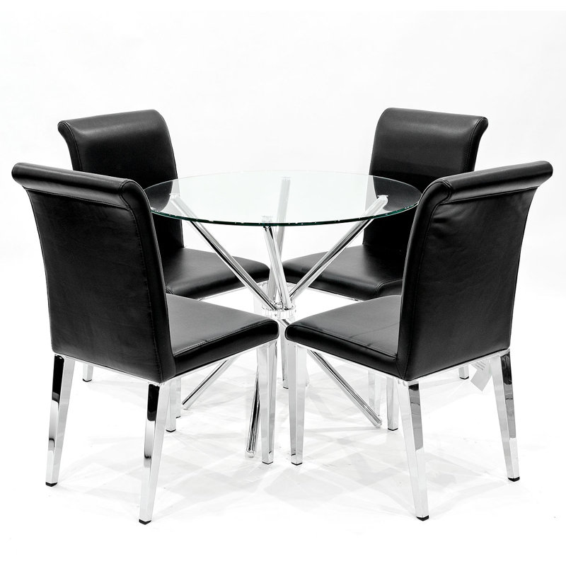 Desborough 4 - Person Dining Set, Black, Chrome