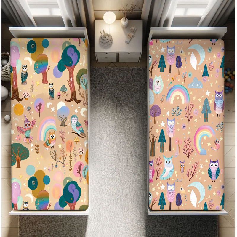 Ensemble de 2 draps-hiboux Ambesonne, Drap-housse de taille très grand