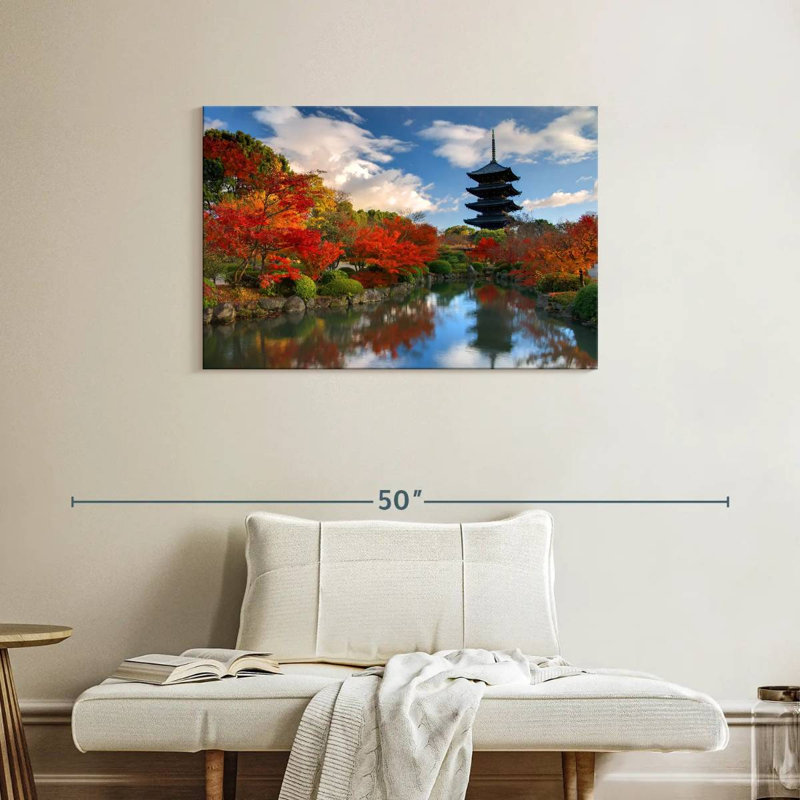 Paysage d'automne de la tour Sirci Toji, H 24 po x l 36 po