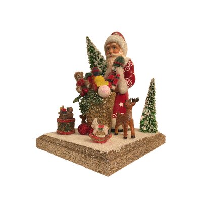 Schaller Paper Mache Candy Container Santa Beaded Edges -  Alexander Taron, 14208