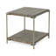 Table basse rectangulaire avec plateau en bois manufacturé et tablette