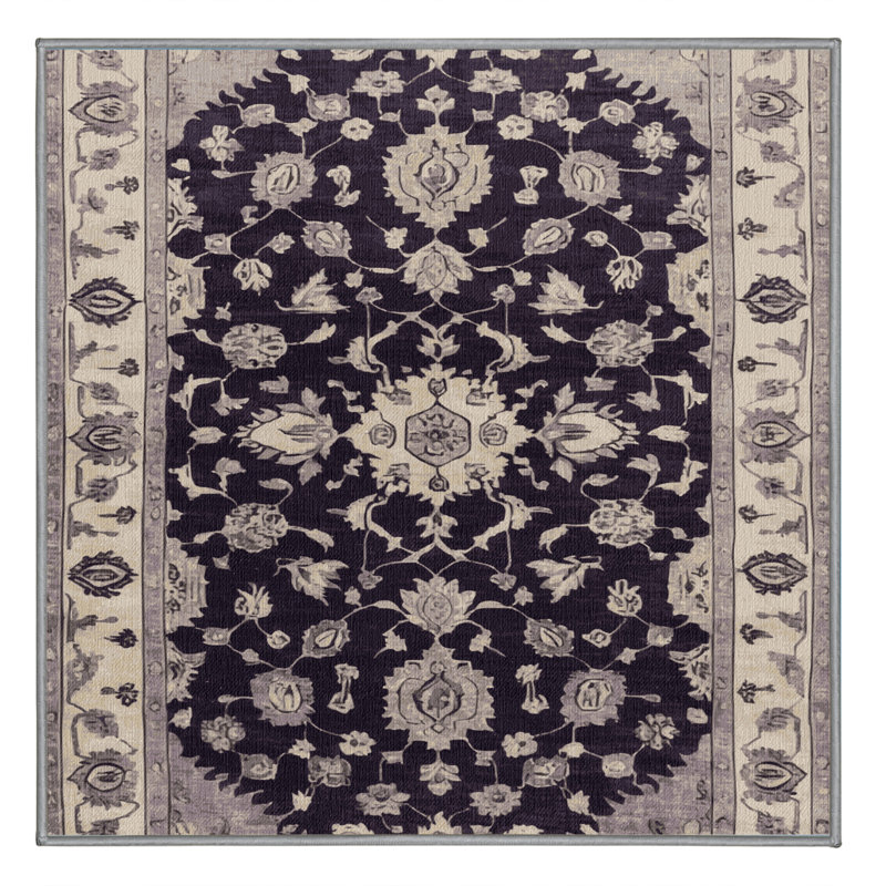Tapis gris lavable à la machine, Carré 6 pi