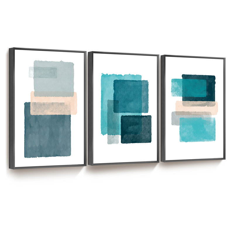 Abstrait moderne - ensemble de 3 reproductions de photos sur toile, H 16 po x l 36 po x P 1,5 po, Noir