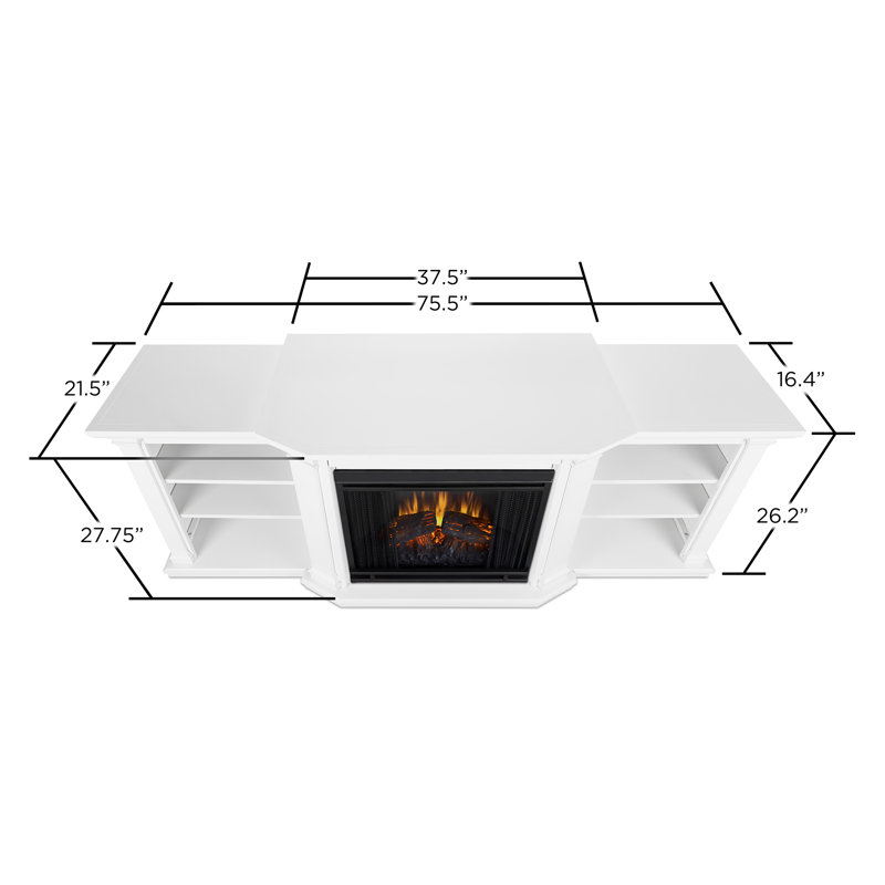 Meuble télé 74 po avec foyer Valmont, Blanc
